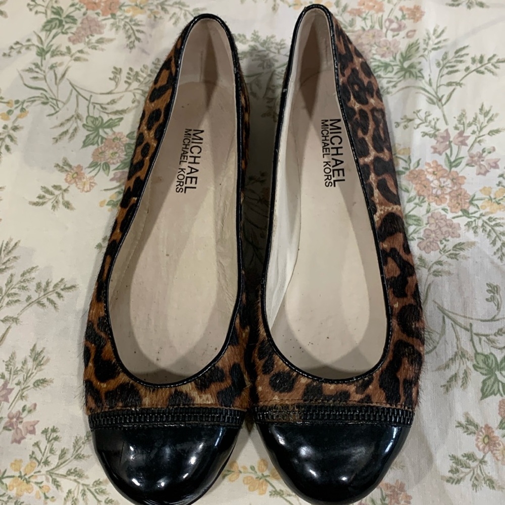 Michael Kors Leopard Print Flats with Black Toe